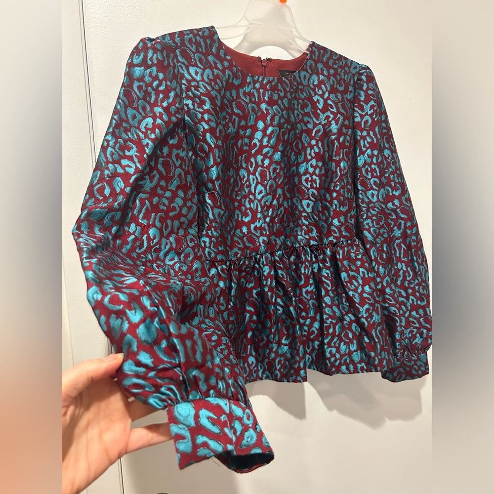 Halogen burgundy and turquoise shirt - Picture 4 of 7